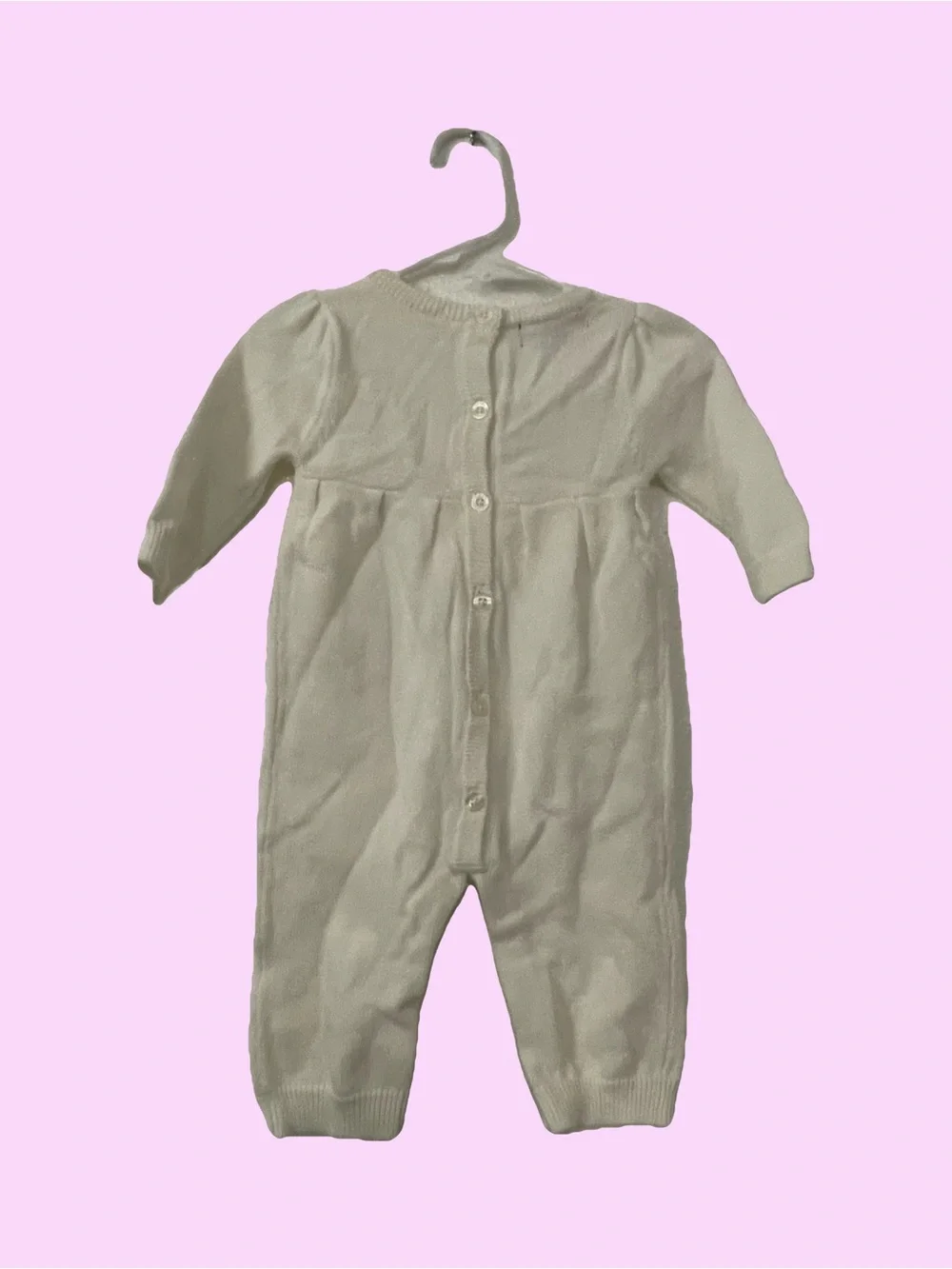 Wendy Bellissimo Cream Knit One-Piece with Pink Bow Accents